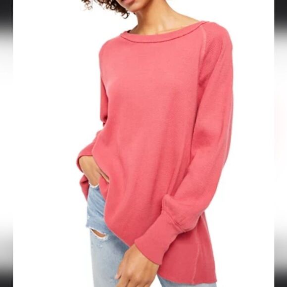 Free People We The Free Amelia Thermal Oversized Top Size Extra Small - Picture 1 of 7